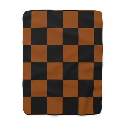 Brown, Black Retro Check Blanket Throw