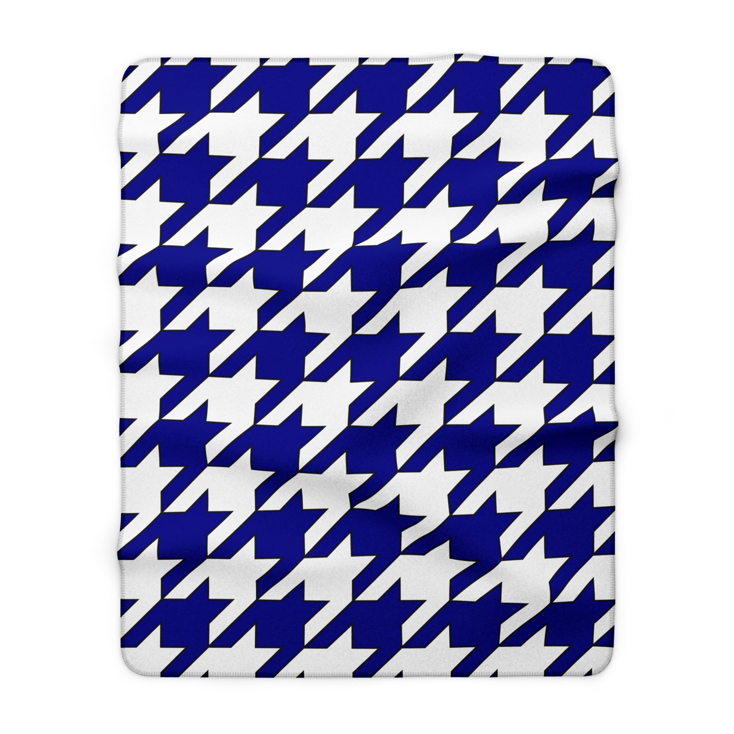 Dark Blue, White Retro Houndstooth Blanket Throw