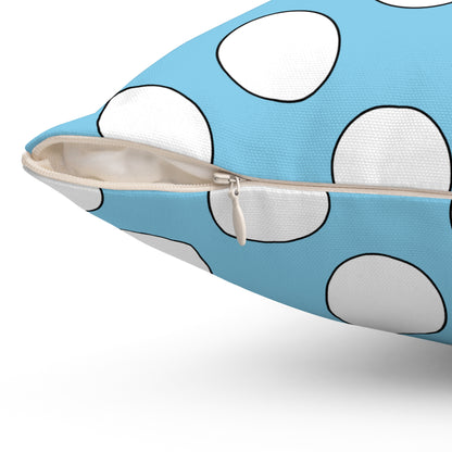 Sky Blue, White Retro Polka Dots Cushion Pillow