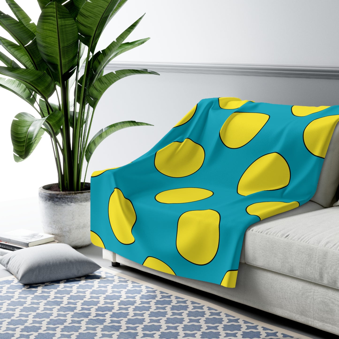 Kazakhstan Retro Polka Dots Blanket Throw