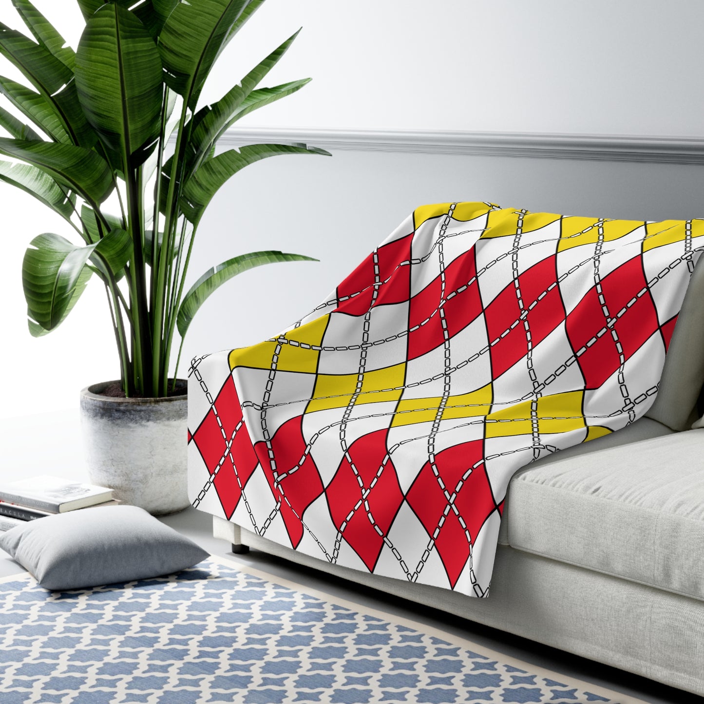 Guernsey Retro Argyle Blanket Throw