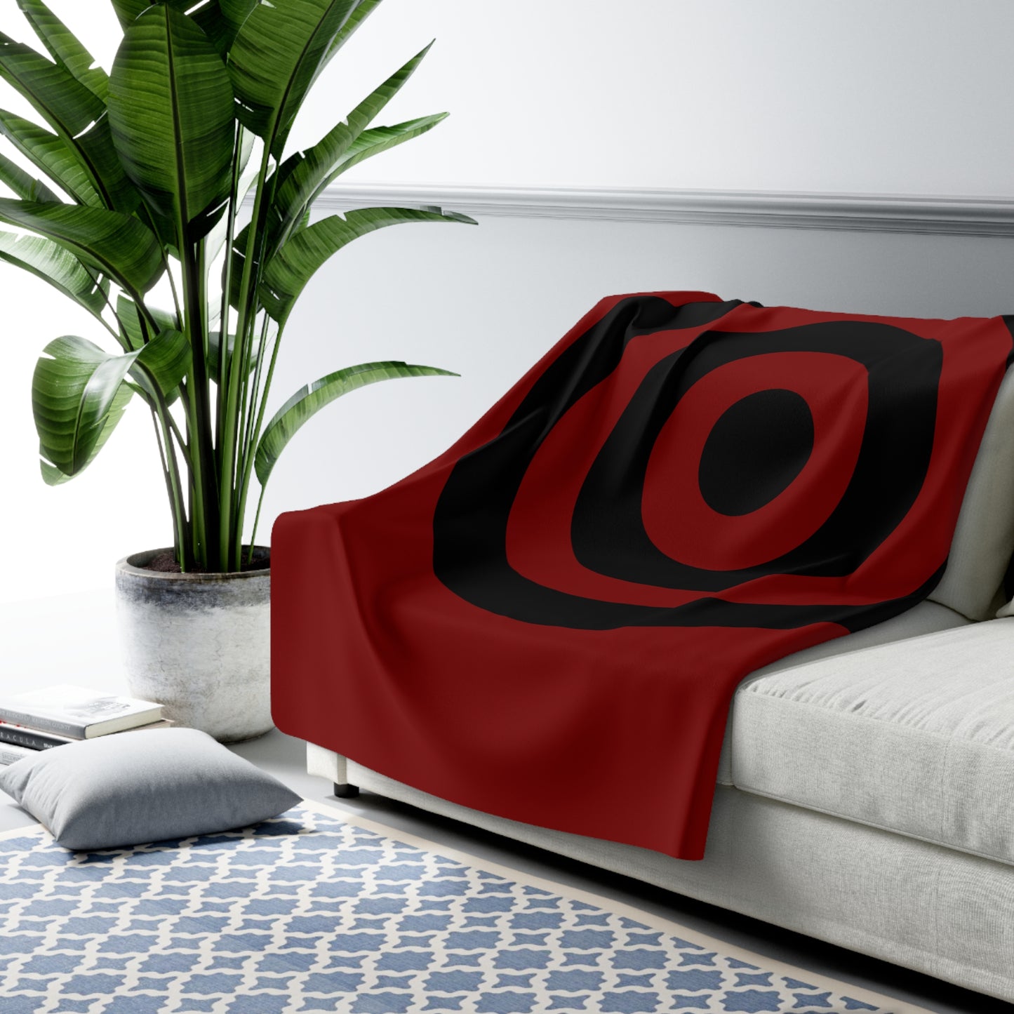 Maroon, Black Retro Target Blanket Throw