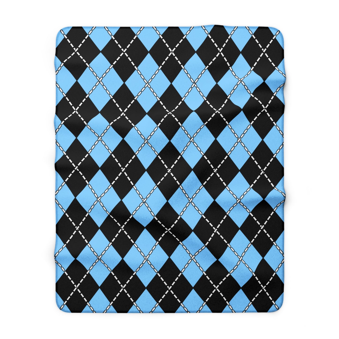 Light Blue, Black Retro Argyle Blanket Throw