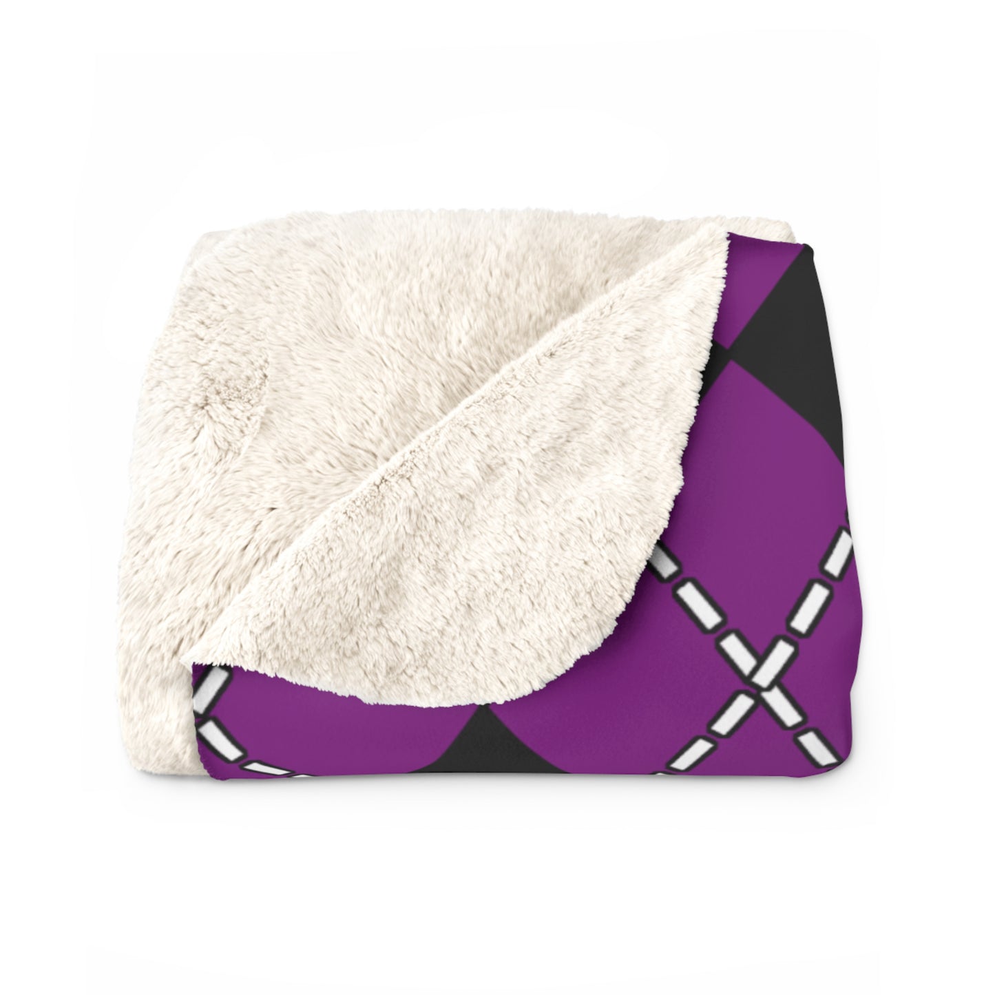 Purple, Black Retro Argyle Blanket Throw