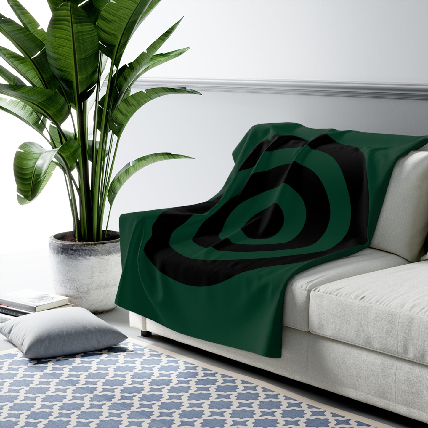 Dark Green, Black Retro Target Blanket Throw