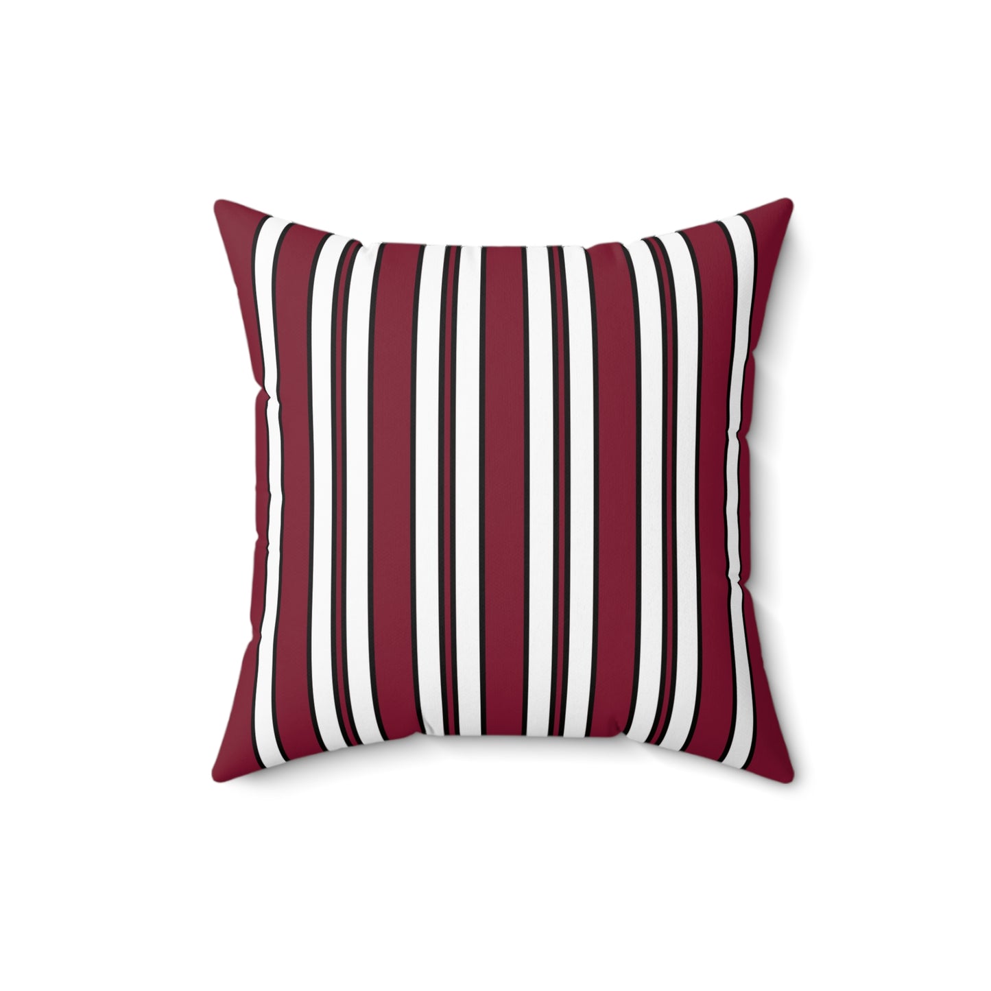 Claret, White Retro Stripes Cushion Pillow
