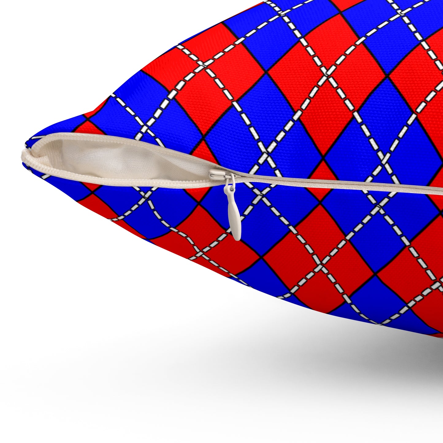 Blue, Red Retro Argyle Cushion Pillow