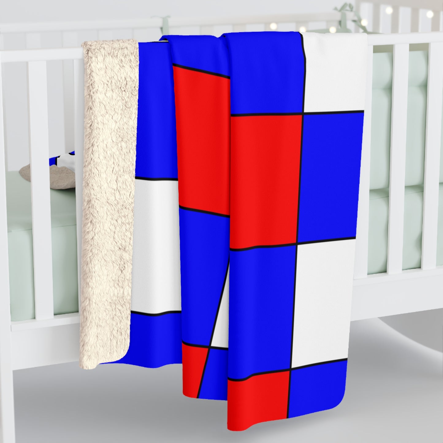 Blue, White, Red Retro Check Blanket Throw