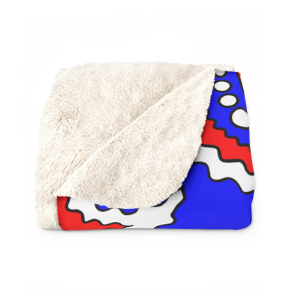 Blue, White, Red Retro Paisley Blanket Throw