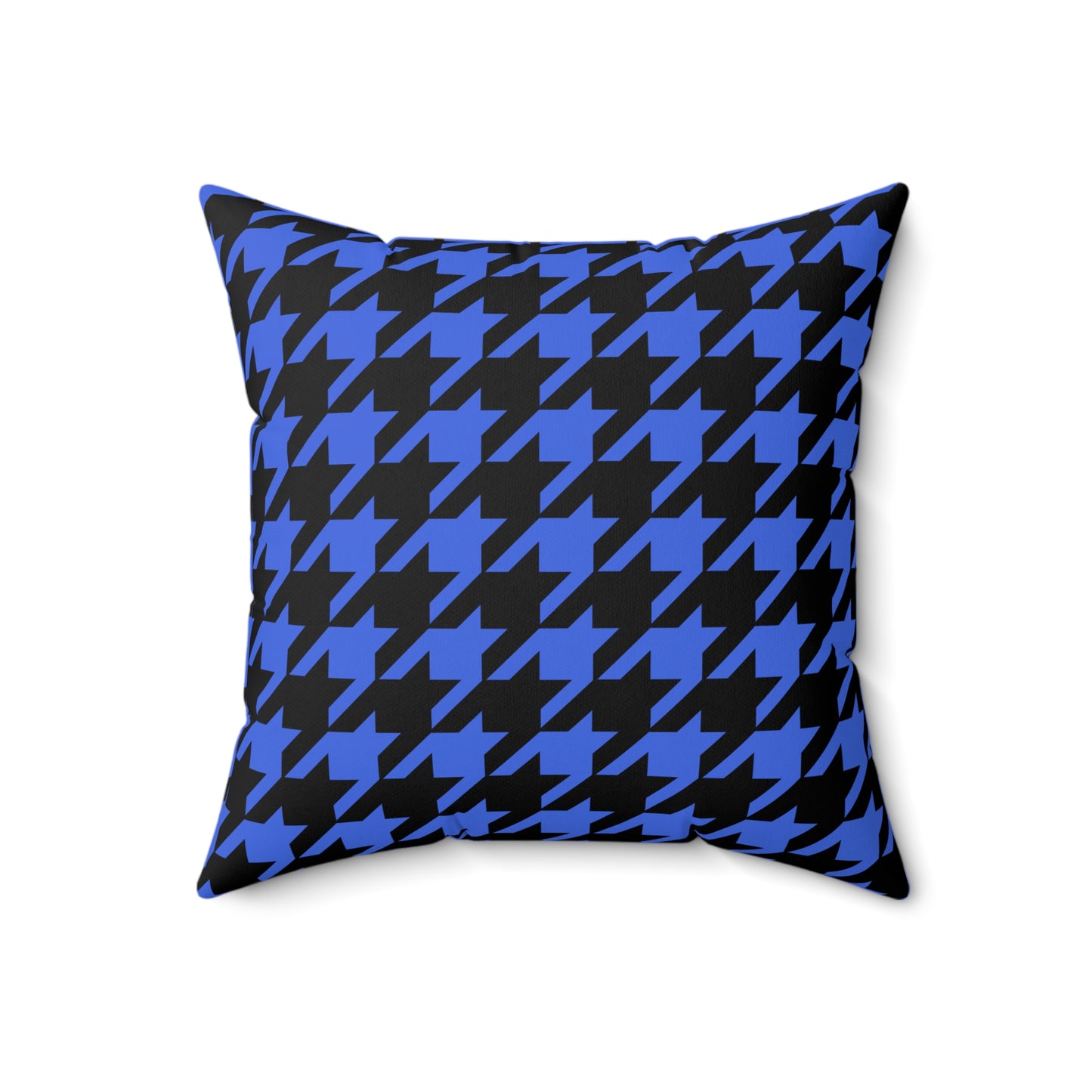Royal Blue, Black Retro Houndstooth Cushion Pillow