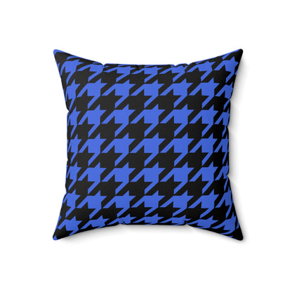 Royal Blue, Black Retro Houndstooth Cushion Pillow