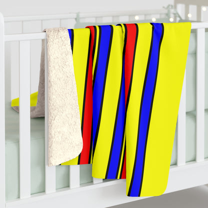 Yellow, Blue, Red Retro Stripes Blanket Throw