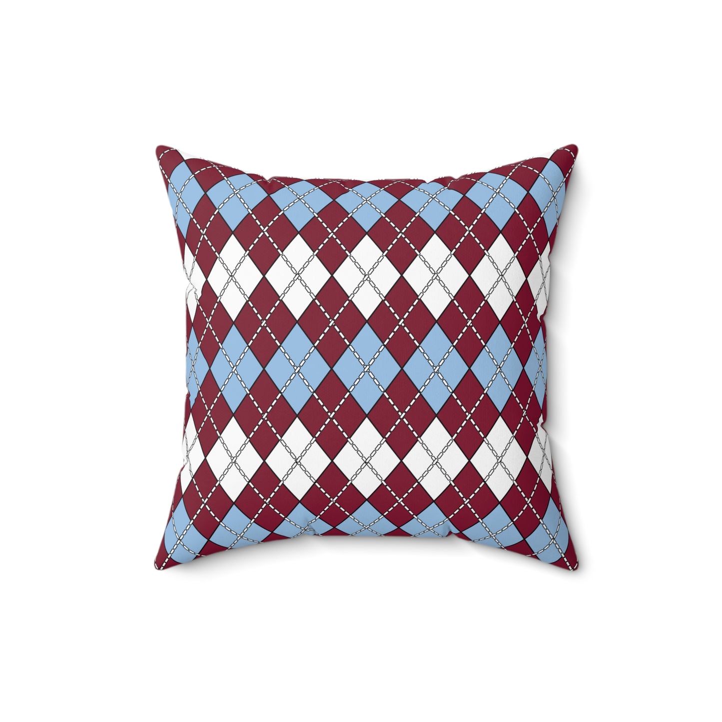 Claret, Blue, White Retro Argyle Cushion Pillow