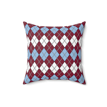 Claret, Blue, White Retro Argyle Cushion Pillow