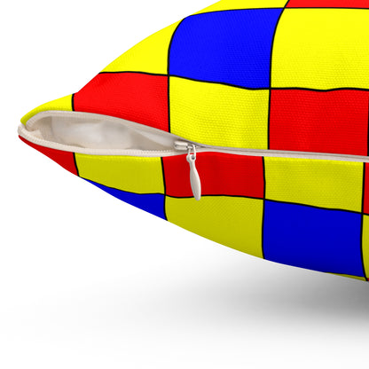 Yellow, Blue, Red Retro Check Cushion Pillow