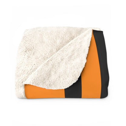 Dark Orange, Black Retro Stripes Blanket Throw
