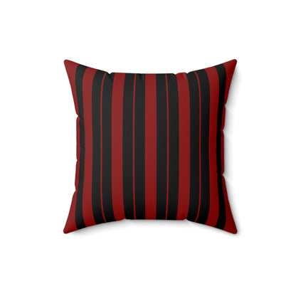 Dark Red, Black Retro Stripes Cushion Pillow