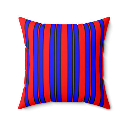 Red, Blue Retro Stripes Cushion Pillow