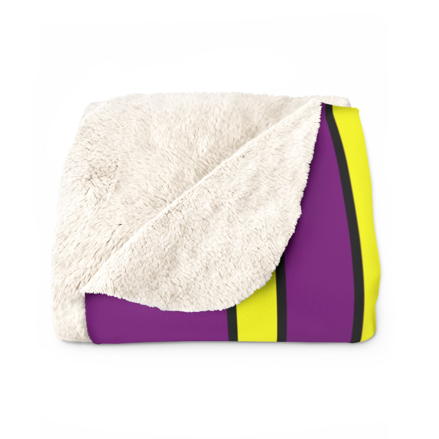 Purple, Yellow Retro Stripes Blanket Throw