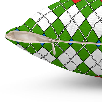 Equatorial Guinea Retro Argyle Cushion Pillow