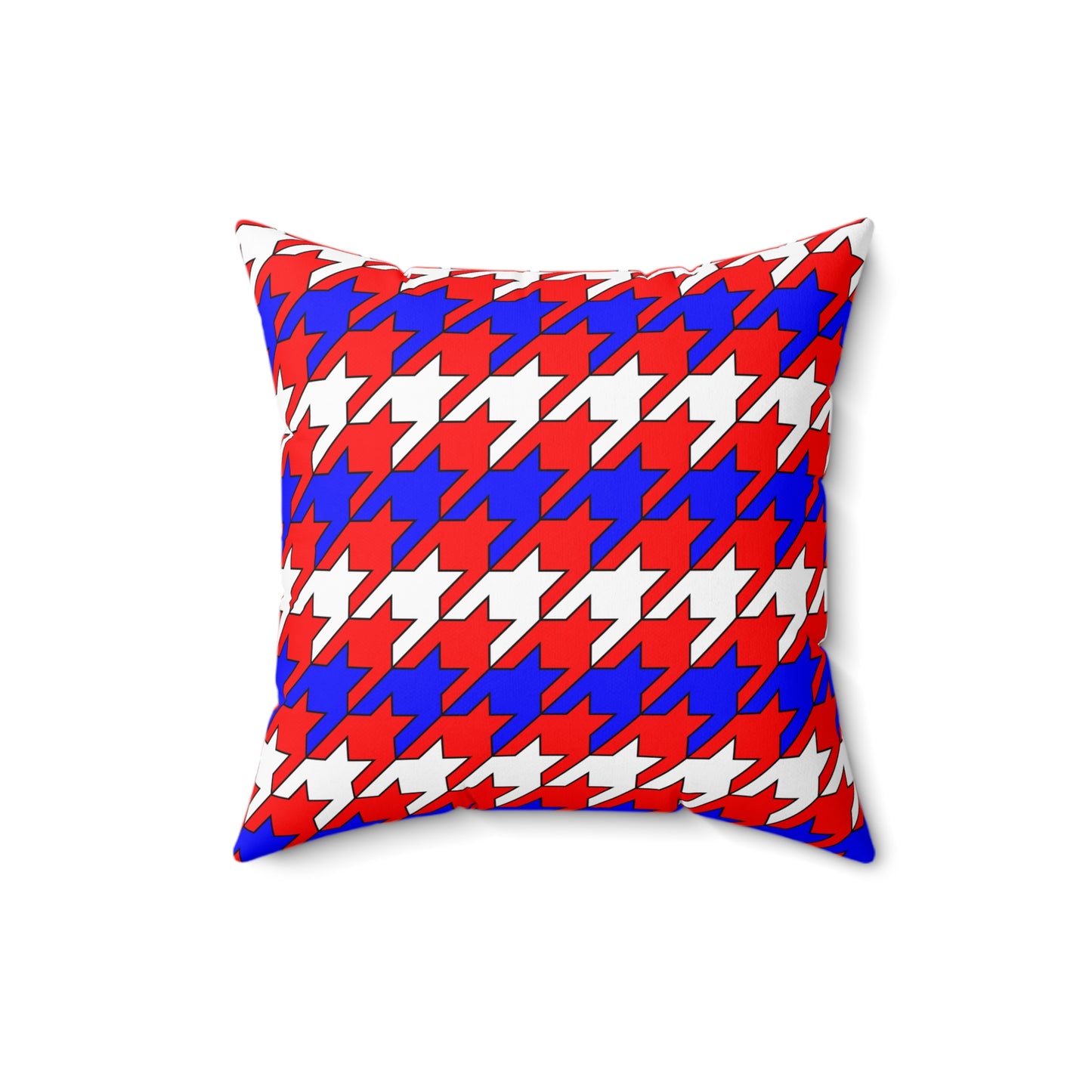 Red, White, Blue Retro Houndstooth Cushion Pillow