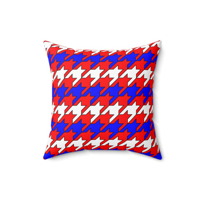 Red, White, Blue Retro Houndstooth Cushion Pillow
