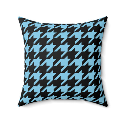 Sky Blue, Black Retro Houndstooth Cushion Pillow
