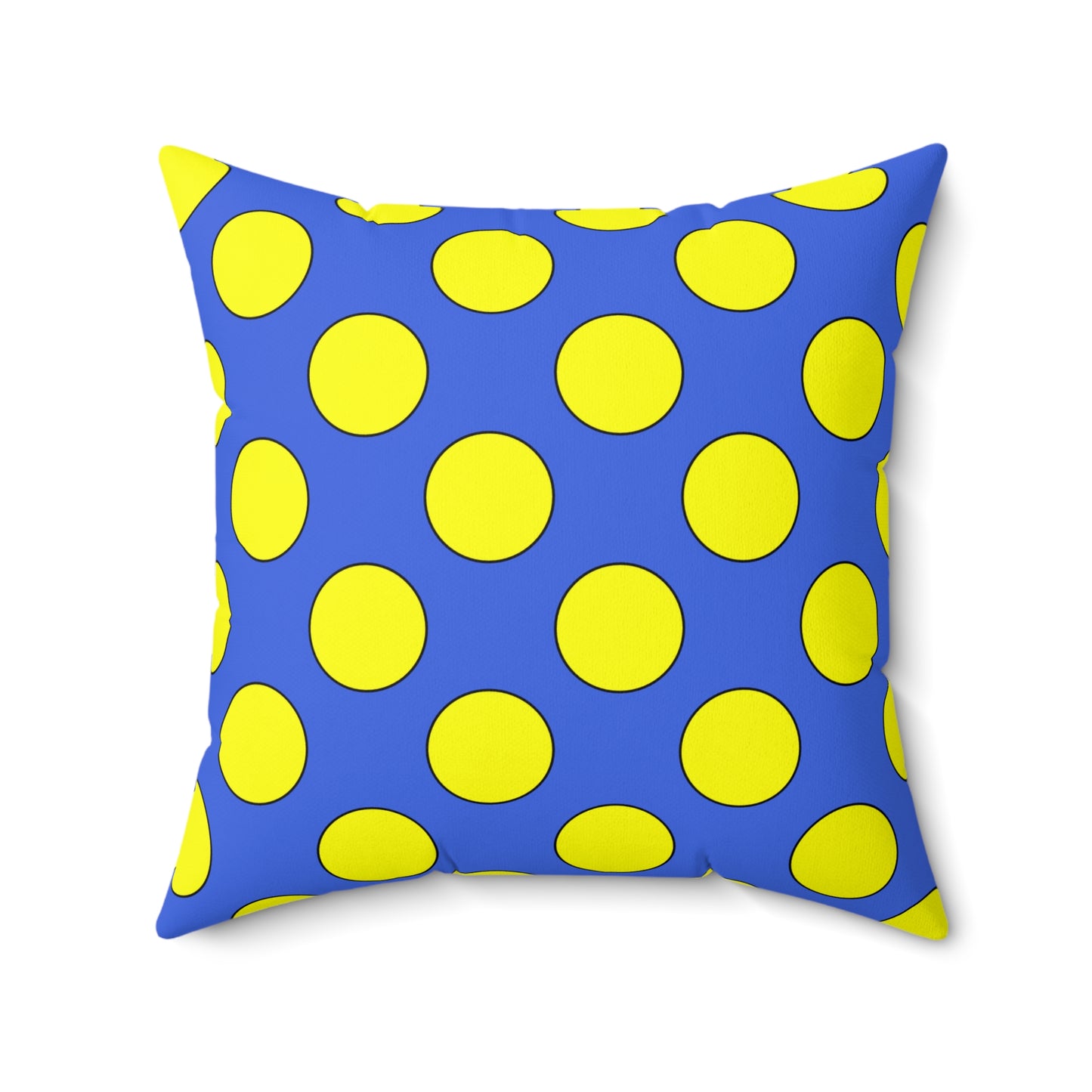Royal Blue, Yellow Retro Polka Dots Cushion Pillow