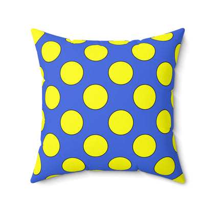 Royal Blue, Yellow Retro Polka Dots Cushion Pillow