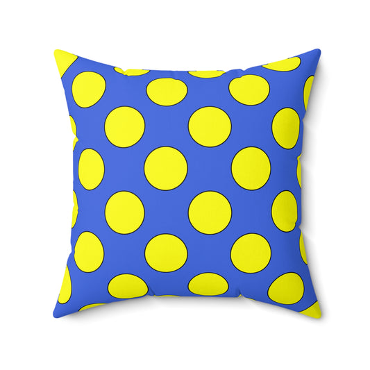 Royal Blue, Yellow Retro Polka Dots Cushion Pillow