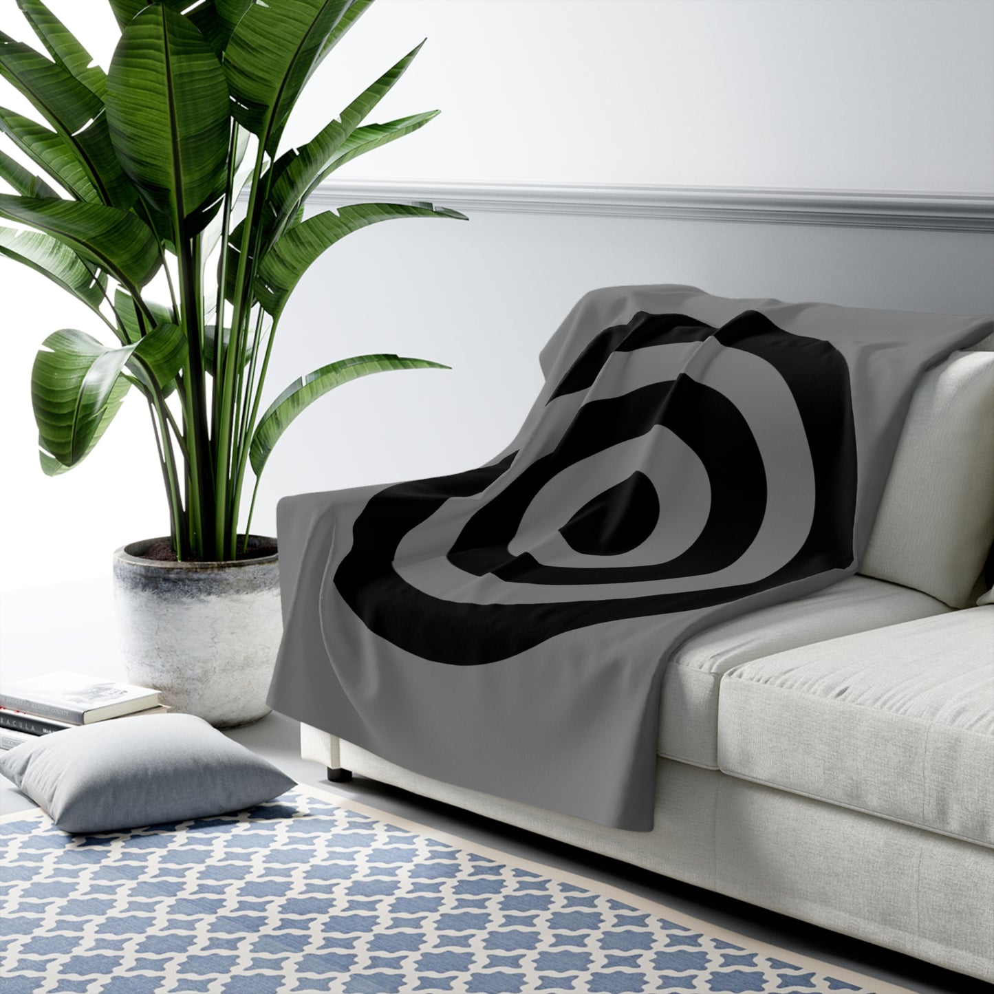Grey, Black Retro Target Blanket Throw