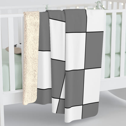 Grey, White Retro Check Blanket Throw