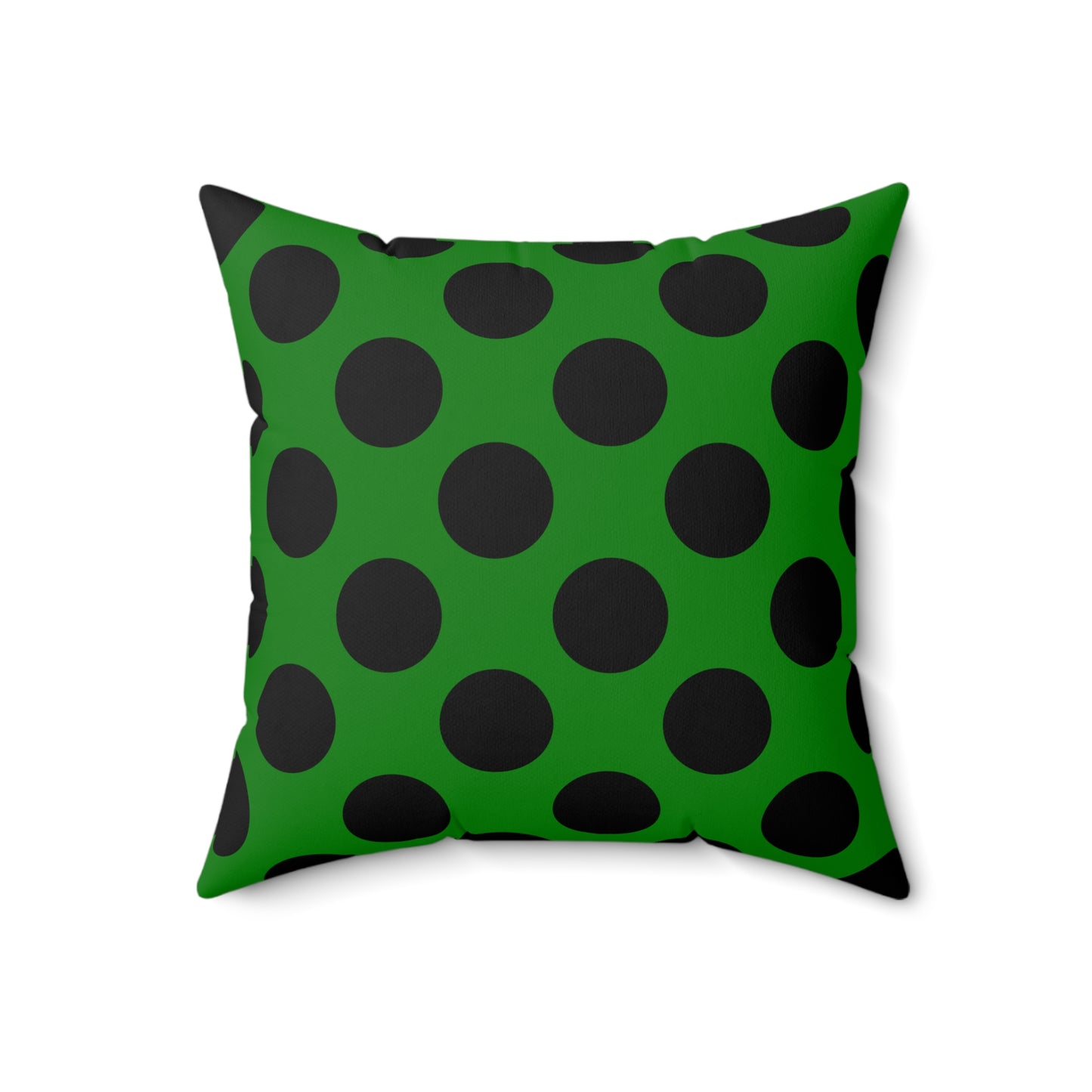 Green, Black Retro Polka Dots Cushion Pillow