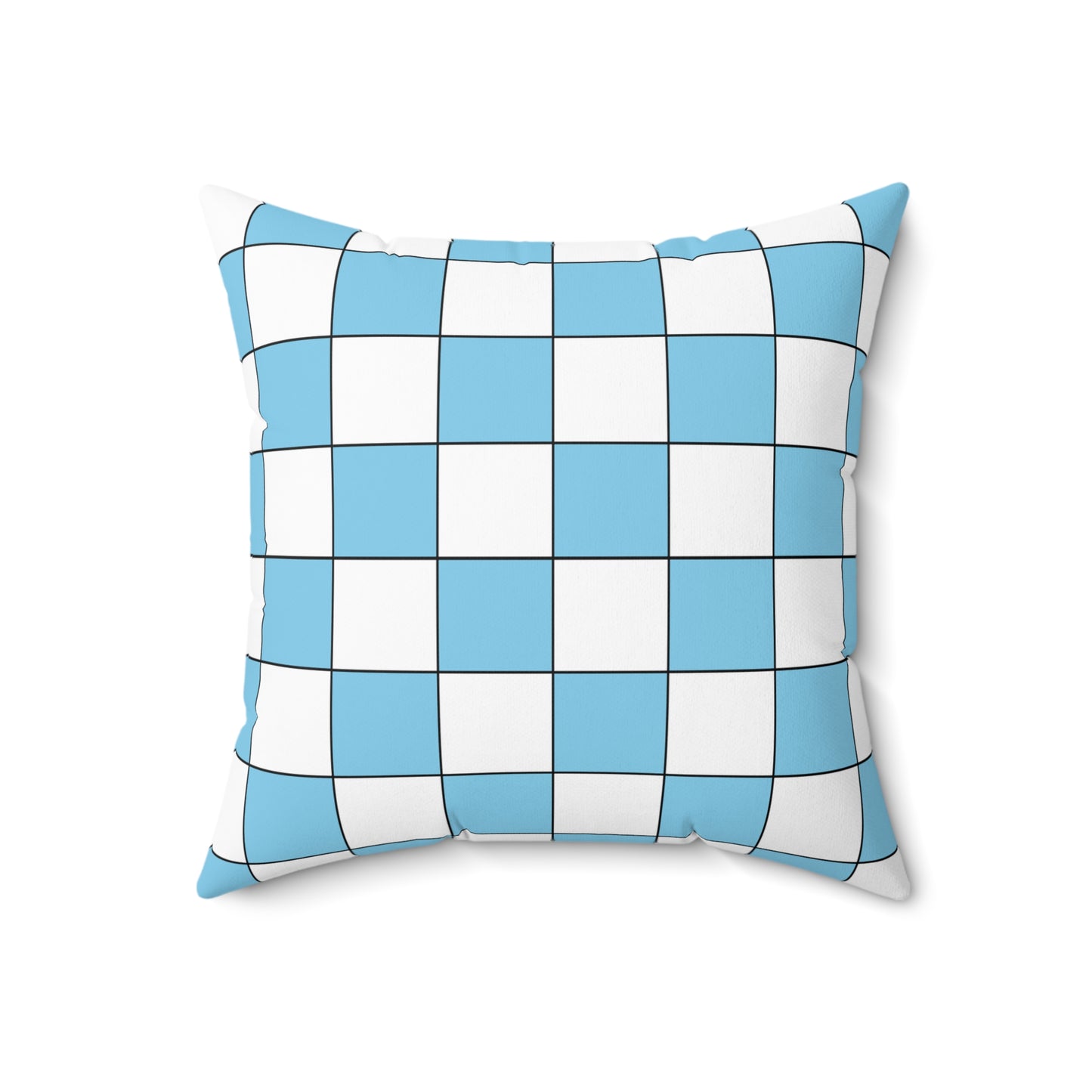 Sky Blue, White Retro Check Cushion Pillow