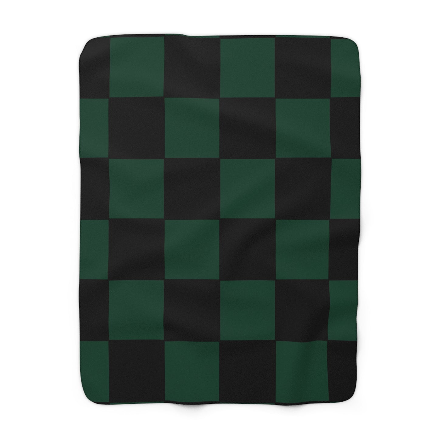 Dark Green, Black Retro Check Blanket Throw