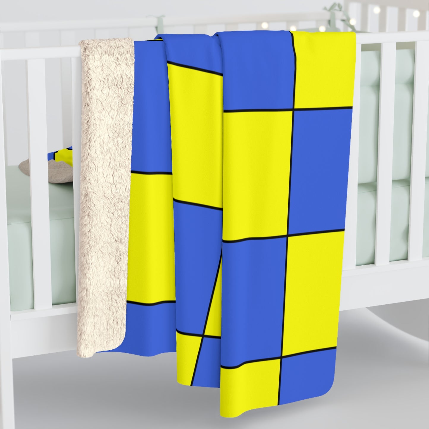 Royal Blue, Yellow Retro Check Blanket Throw