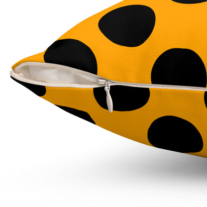 Orange, Black Retro Polka Dots Cushion Pillow