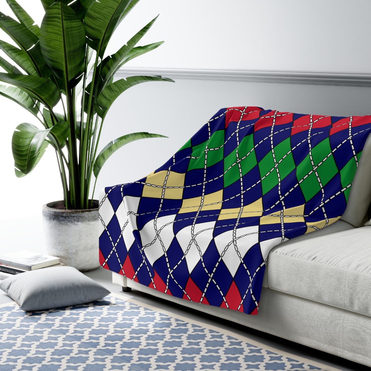 Cayman Islands Retro Argyle Blanket Throw