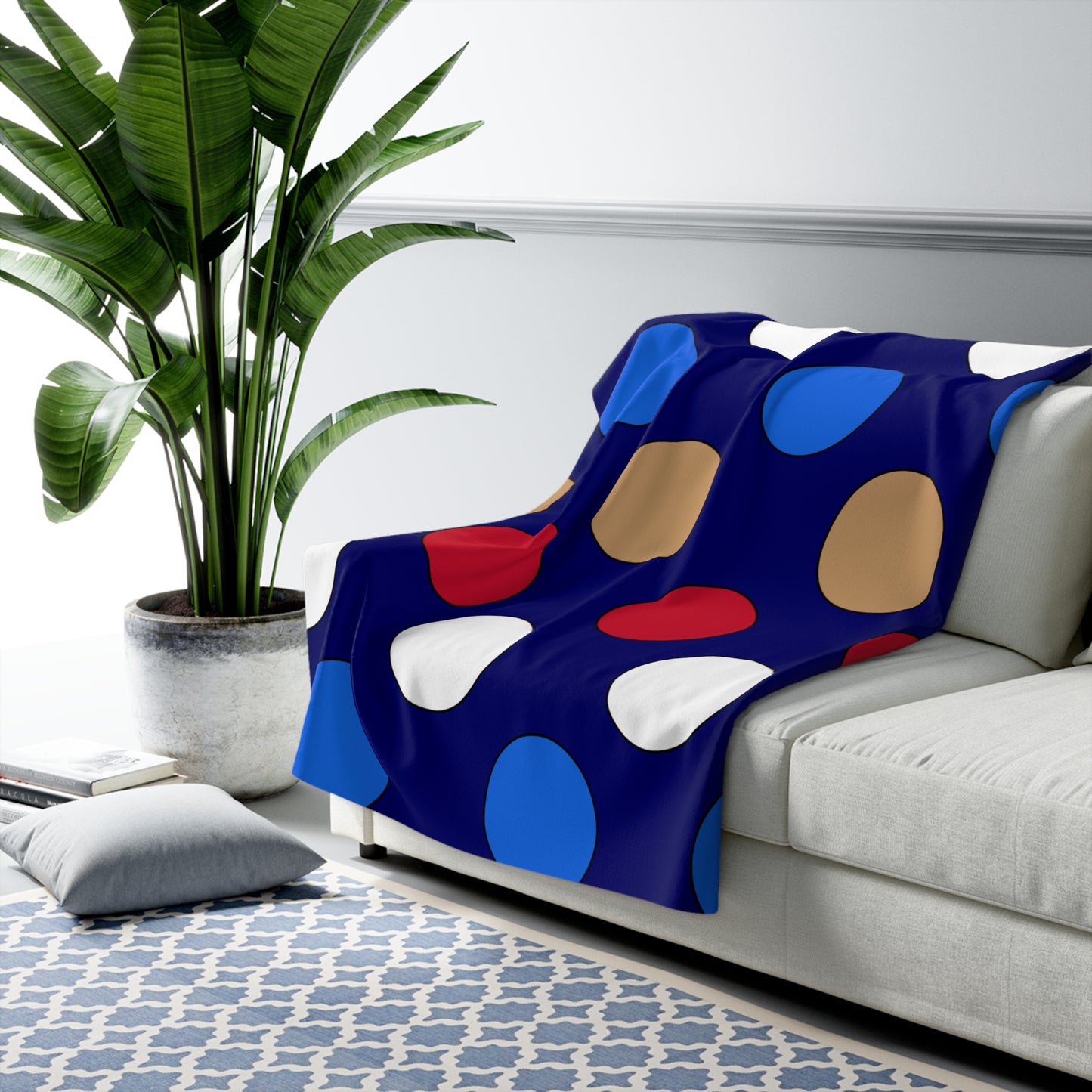Tristan Da Cunha Retro Polka Dots Blanket Throw