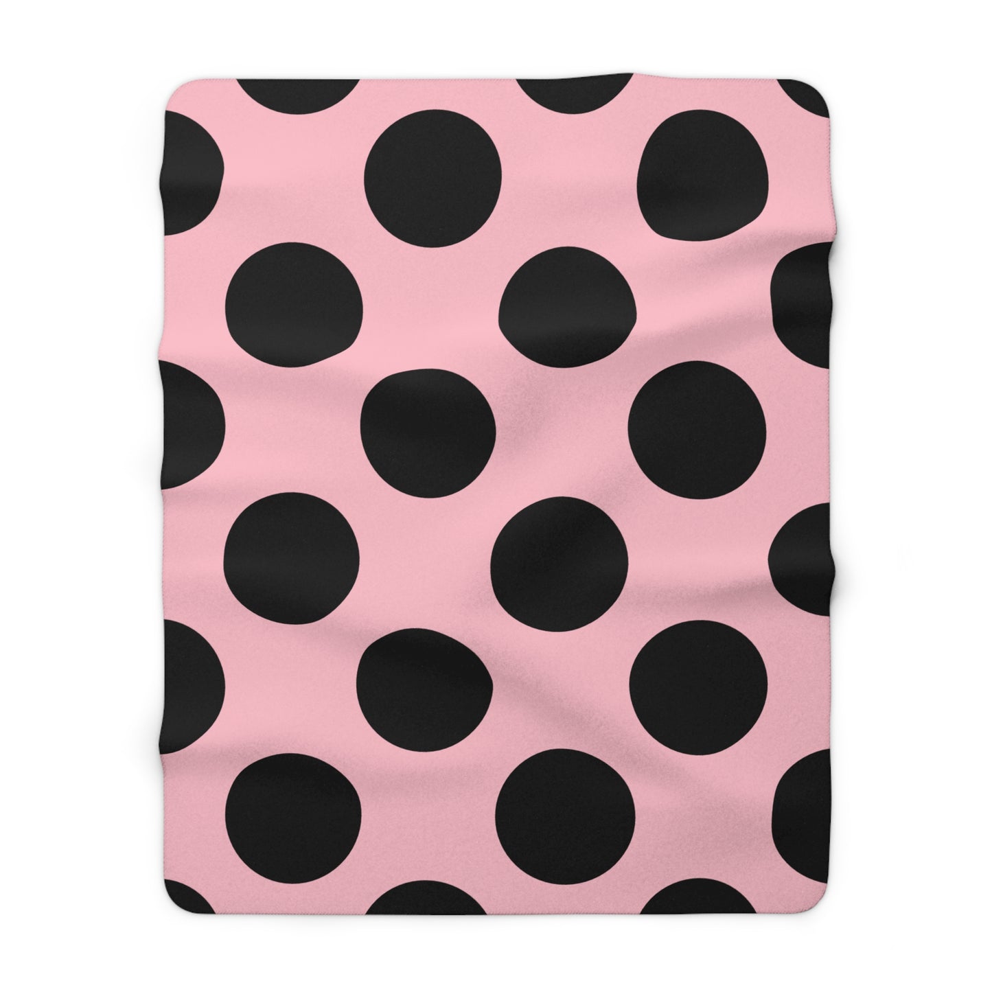 Pink, Black Retro Polka Dots Blanket Throw