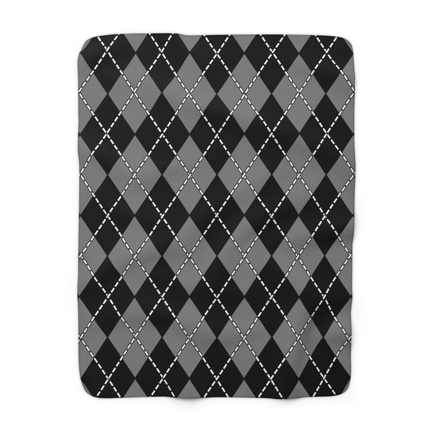 Grey, Black Retro Argyle Blanket Throw