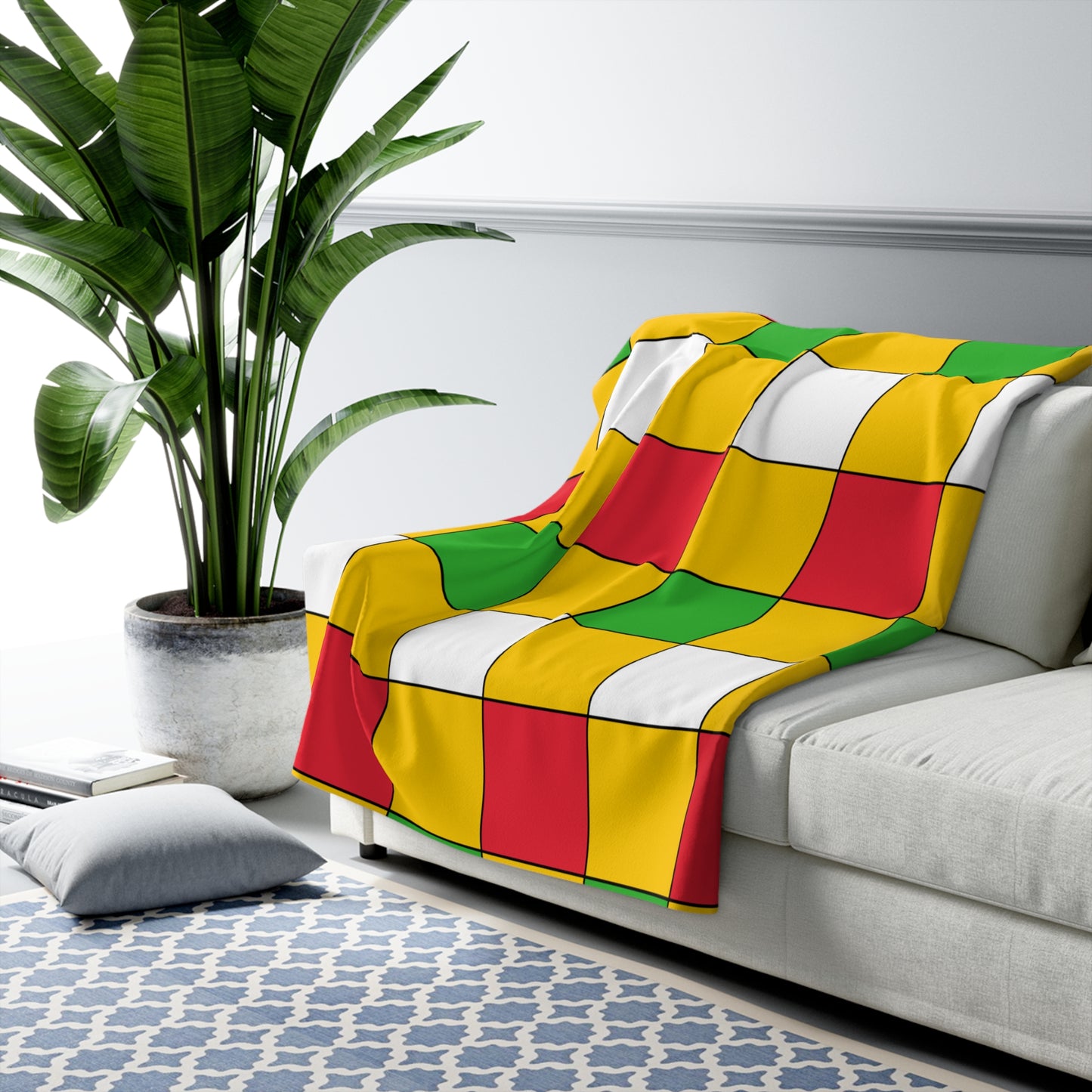 Myanmar Retro Check Blanket Throw