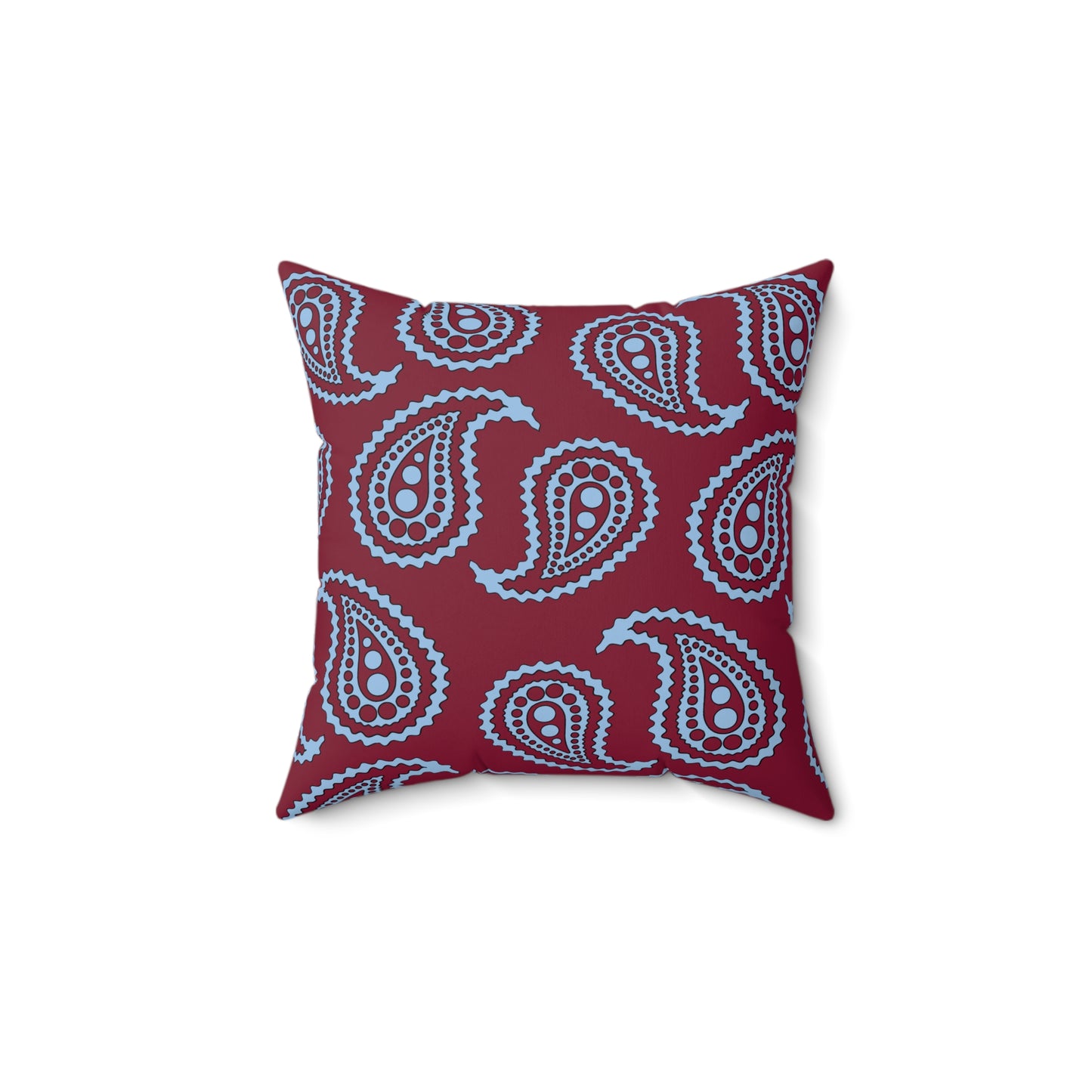 Claret, Blue Retro Paisley Cushion Pillow
