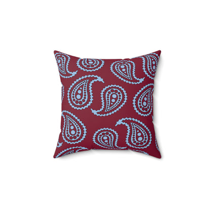 Claret, Blue Retro Paisley Cushion Pillow
