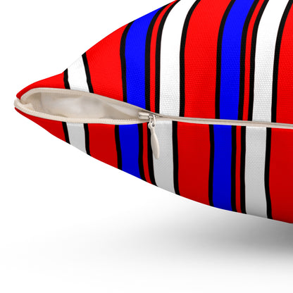 Red, White, Blue Retro Stripes Cushion Pillow