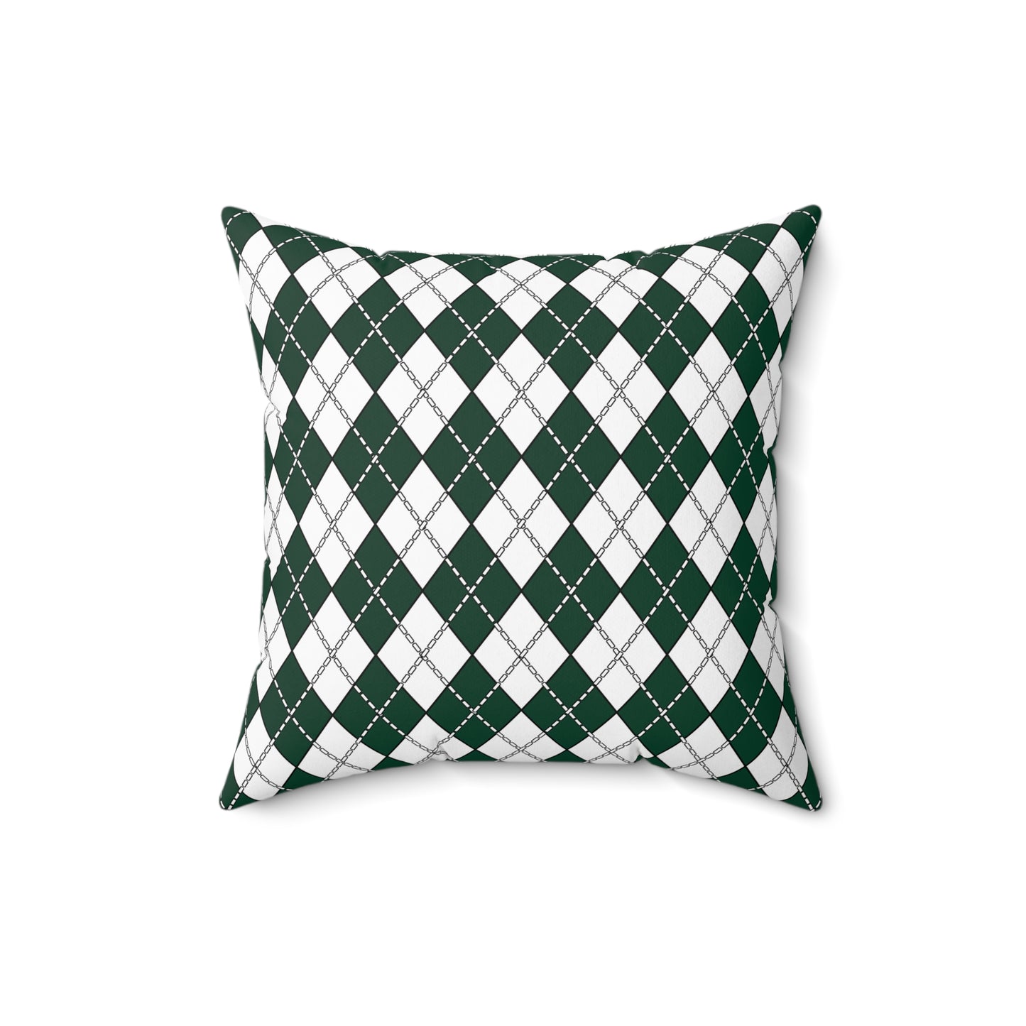 Dark Green, White Retro Argyle Cushion Pillow