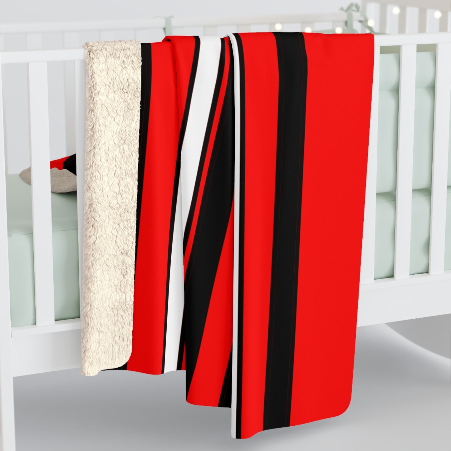 Red, Black, White Retro Stripes Blanket Throw