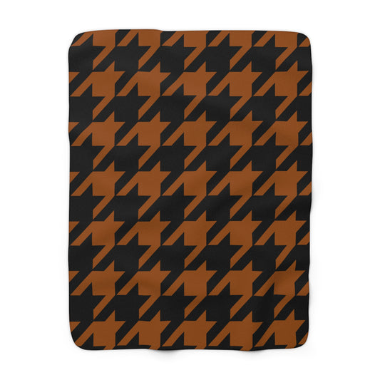 Brown, Black Retro Houndstooth Blanket Throw