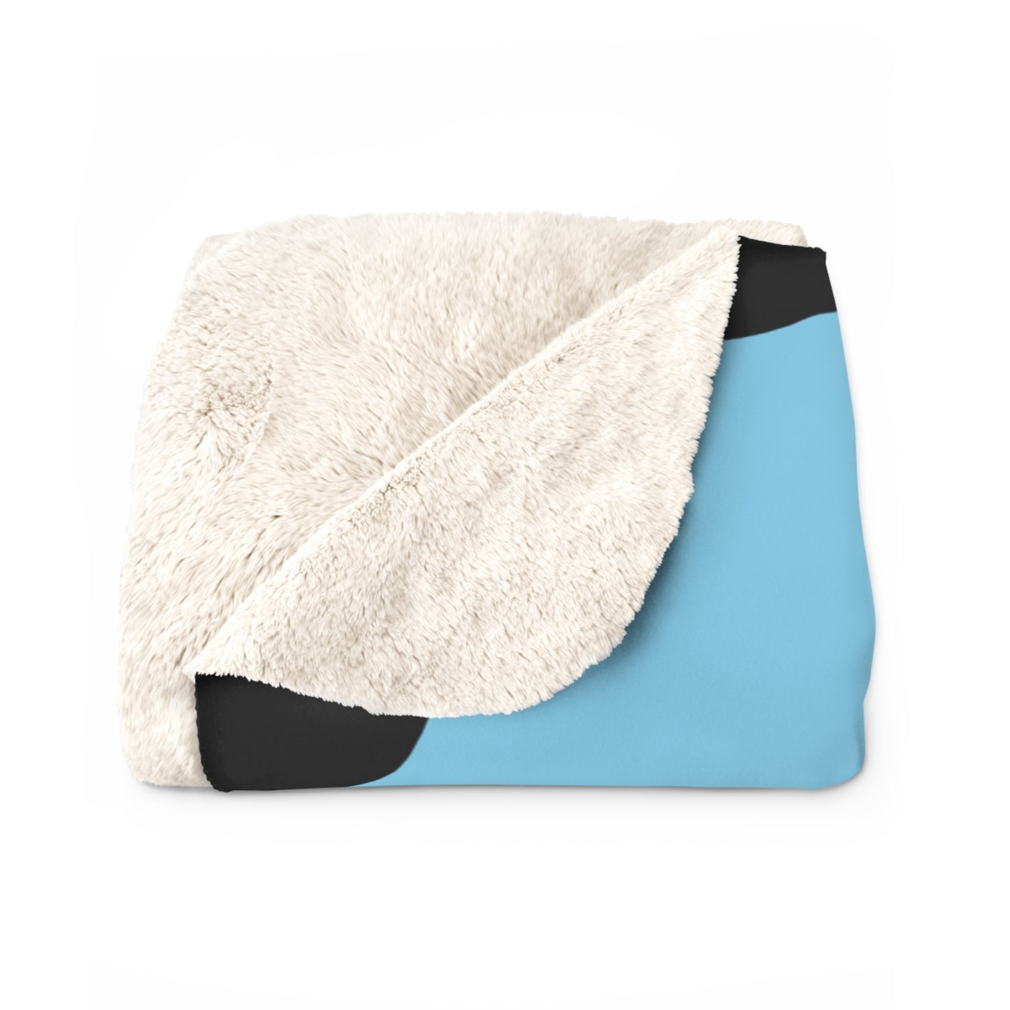 Sky Blue, Black Retro Polka Dots Blanket Throw