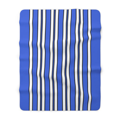 Royal Blue, White Retro Stripes Blanket Throw